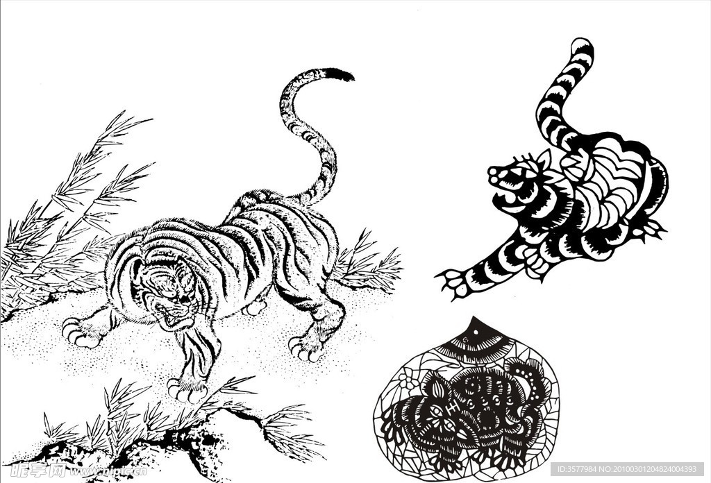 老虎剪纸