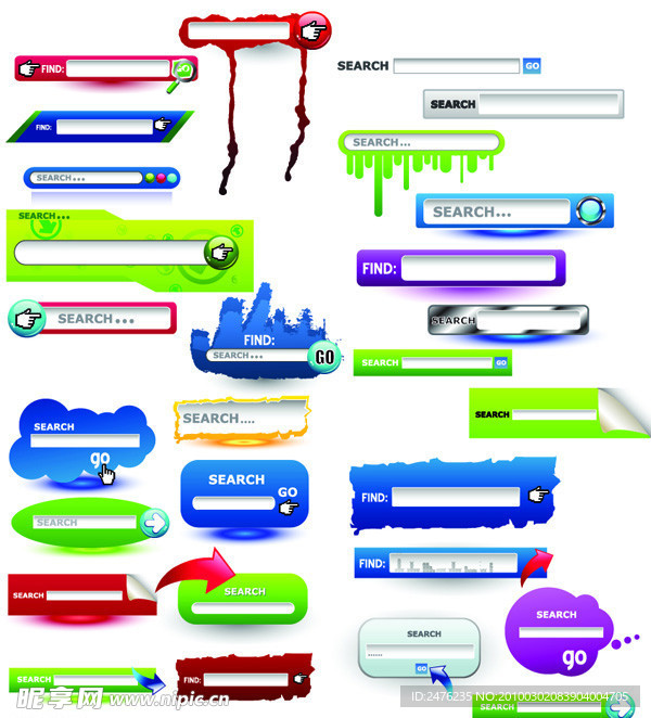 网页导航条按钮搜索框矢量素材