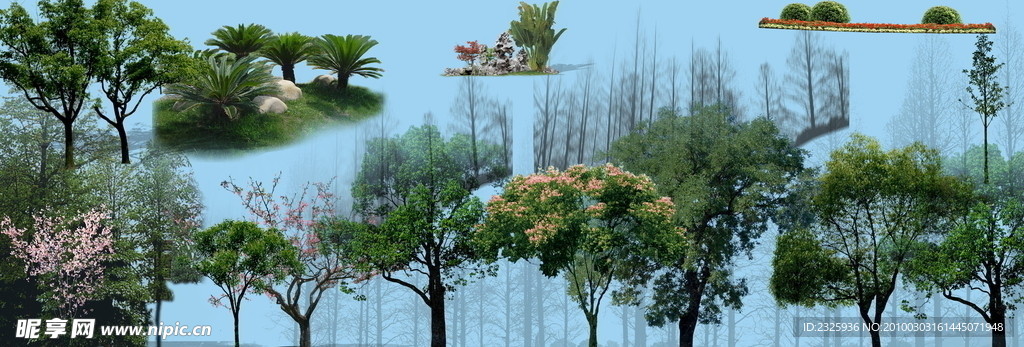 园林景观花草树林鸟瞰透视效果图PSD分层5