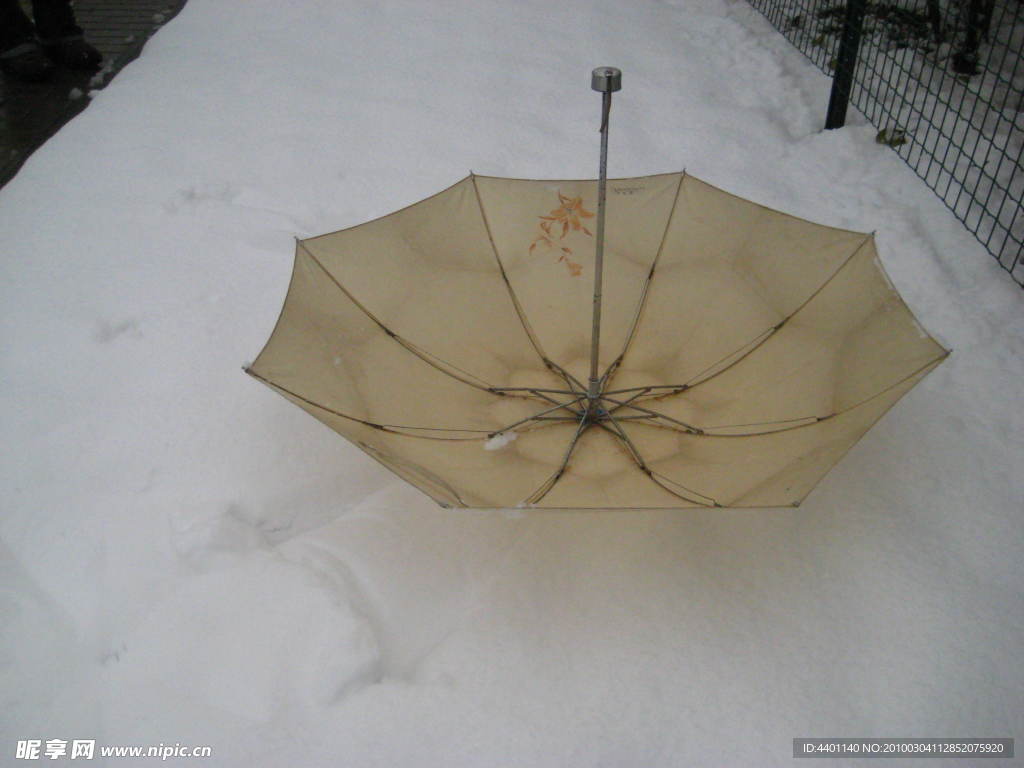 雪地上的雨伞