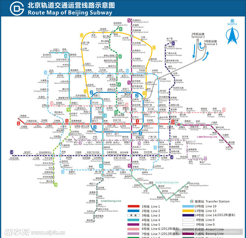 北京市地铁线路示意图