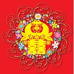 仙桃红双喜剪纸