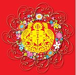凤凰心型剪纸红双喜