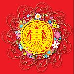 带精美底纹的双喜