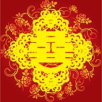 剪纸风格红双喜