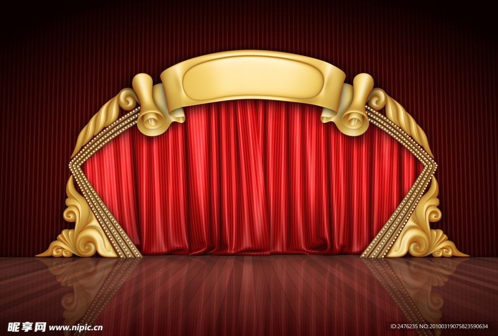 红色帷幕和舞台高清图片素材