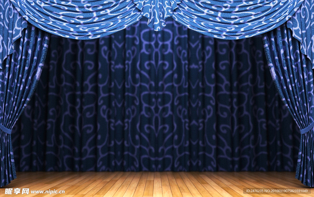 蓝色帷幕和舞台高清图片素材