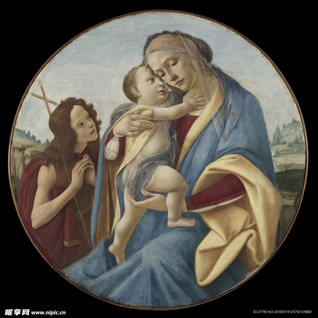 意大利 波提切利 圣母子与青年施洗约翰