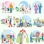 日本淡雅人物情景插画