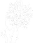 线条美女 花