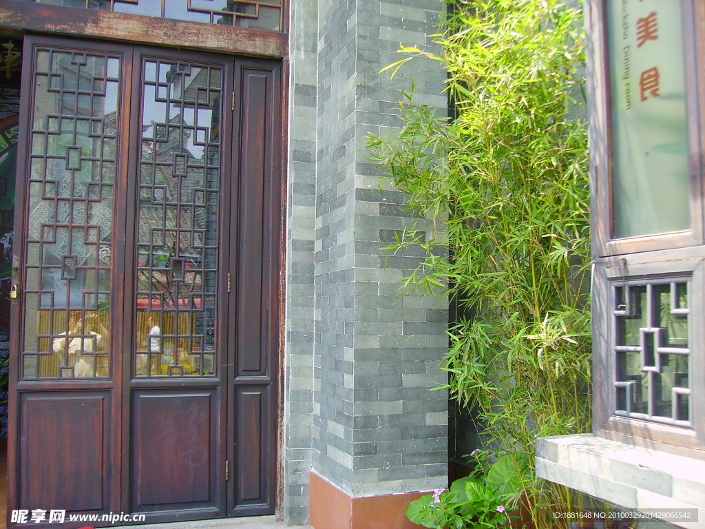 传统建筑 竹子 门窗 传统大门
