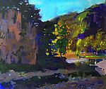 油画 风景 崖