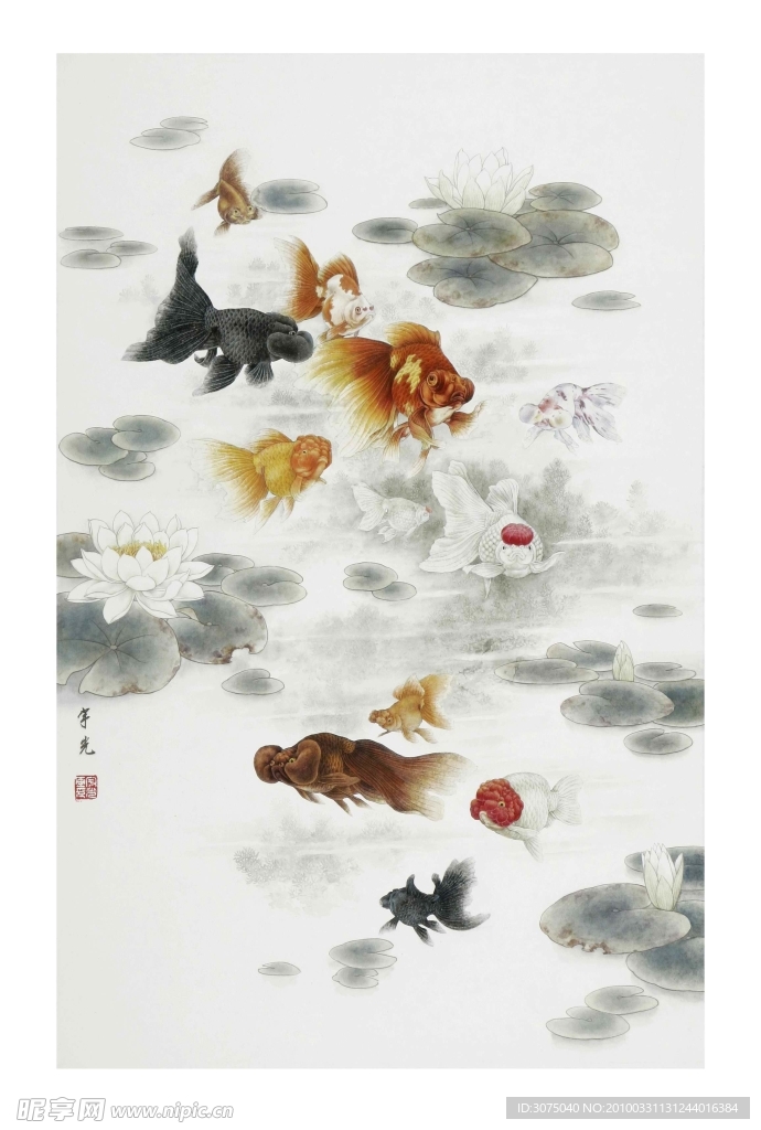 荷塘金鱼