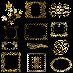 金色花边花纹矢量素材