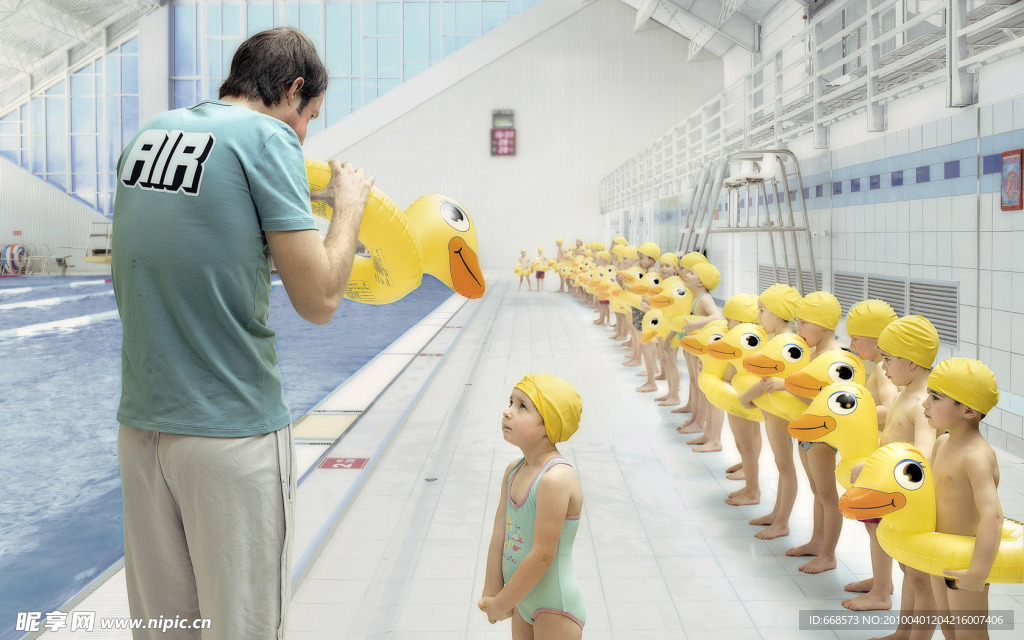 黄色小鸭子与儿童