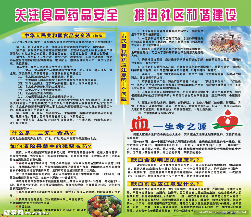 社区食品药品宣传栏