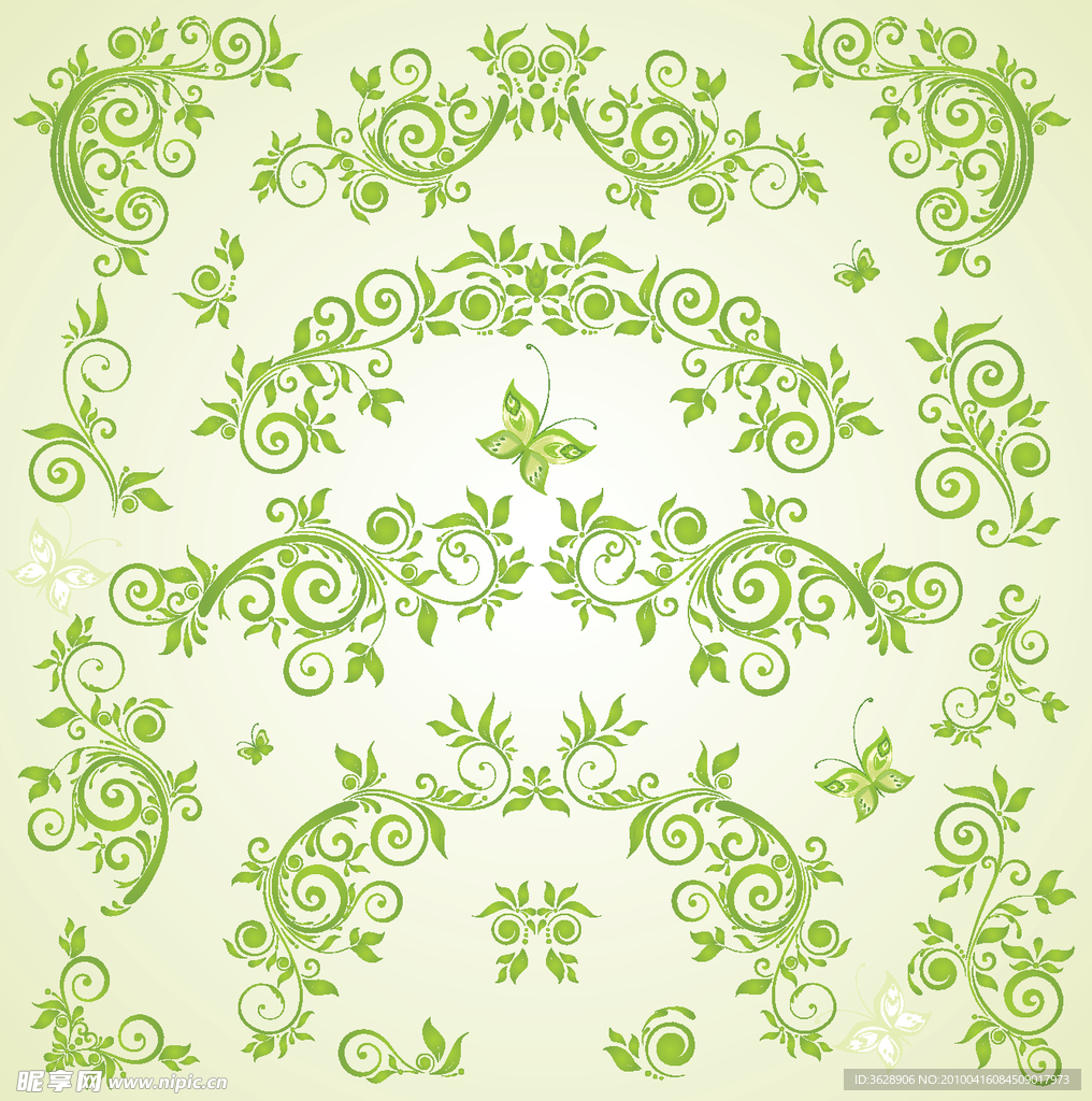 欧式 细花纹 花纹 蝴蝶 时尚 矢量