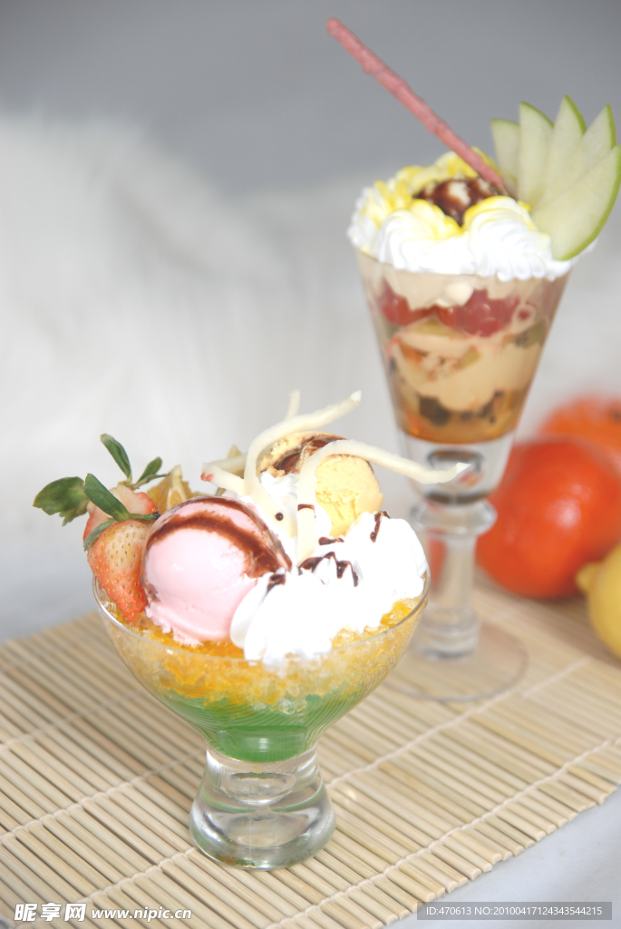冰淇淋 盘子 高精度图 大图 摄影图 水果 花