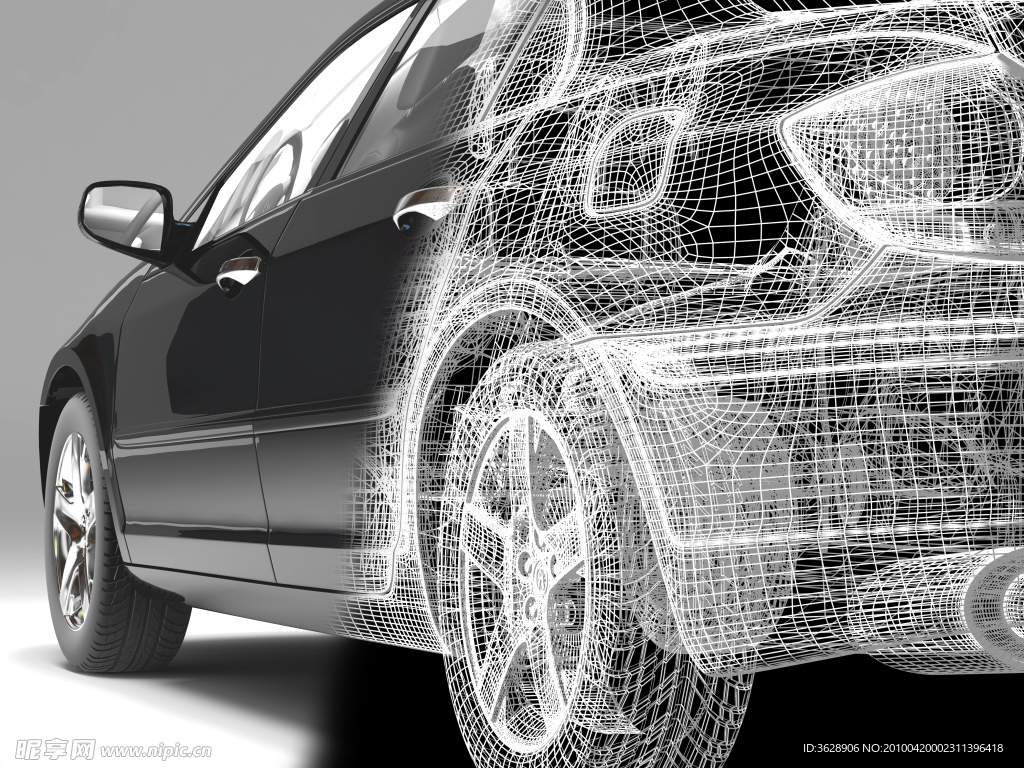 汽车 模型 布线图 三维 3D 高清图片