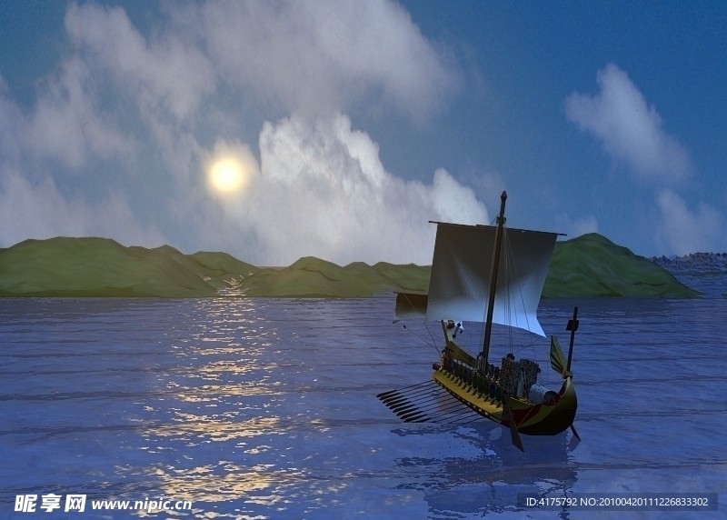 海面龙舟风景动画max9