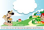 迪士尼儿童日历模板（02月）