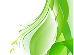 绿色 环保 动感线条 树叶 绿叶 水珠 花蕾 波浪线 花纹 背景 矢量素材