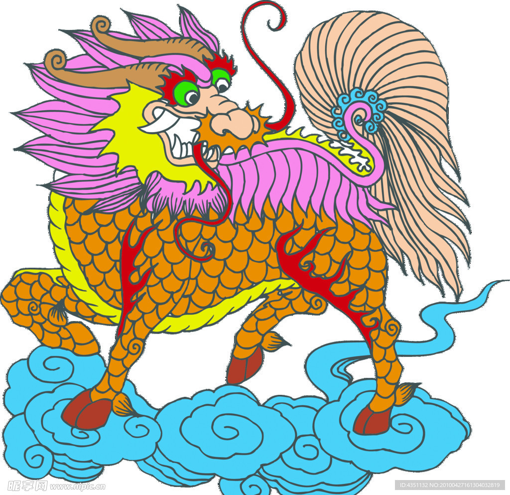 麒麟 云彩 艺术插图