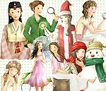 水墨风格漂亮女孩
