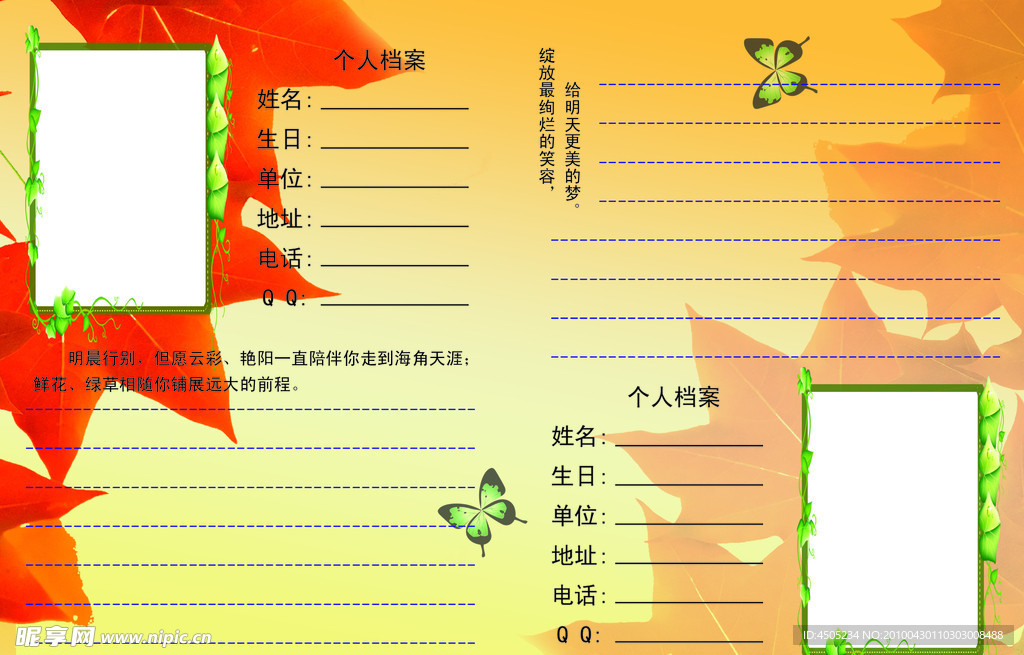 同学录内页