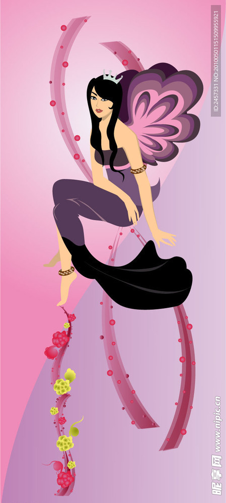 天使 美女 花