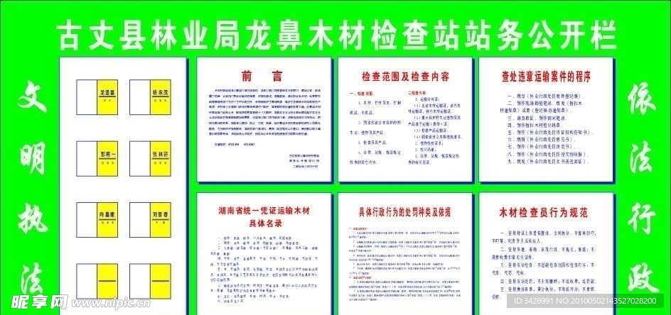 林业局 木材检查站 职责 站务公开栏