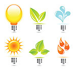 创意 灯泡 图标 太阳 树叶 水滴 绿叶 环保 火焰 矢量素材