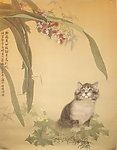 国画 猫 兰花 工笔画