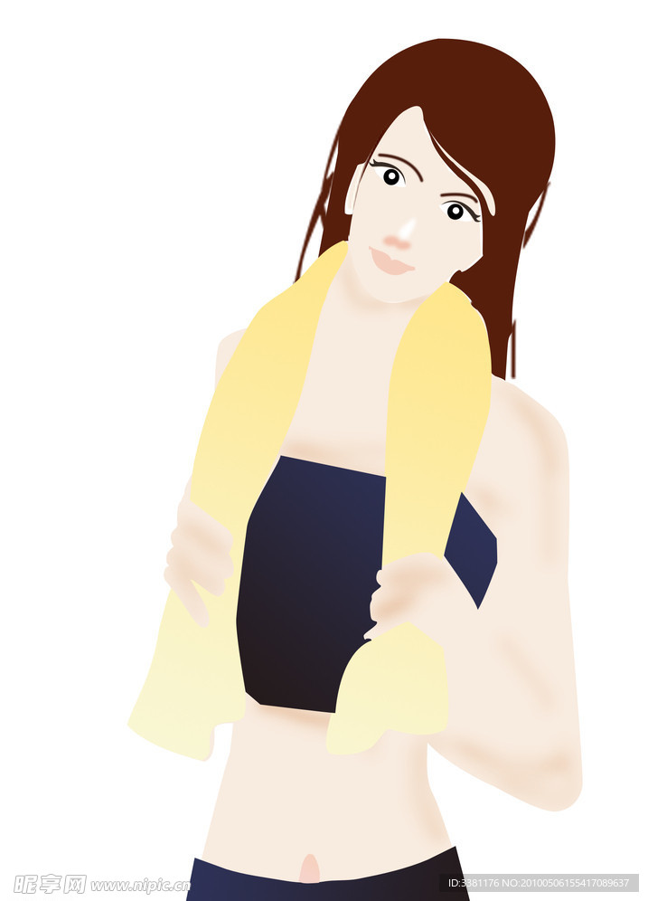 插画女