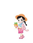 卡通背包小女孩
