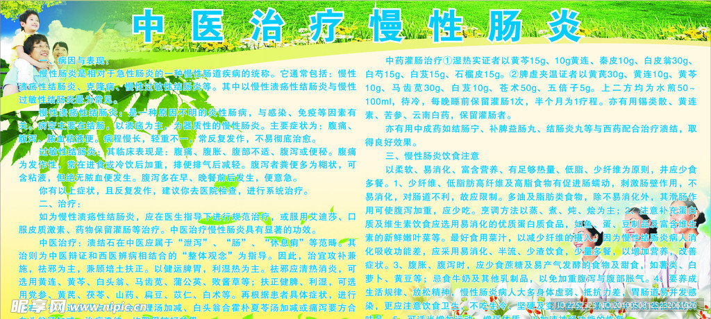 中医治疗慢性肠炎 展板