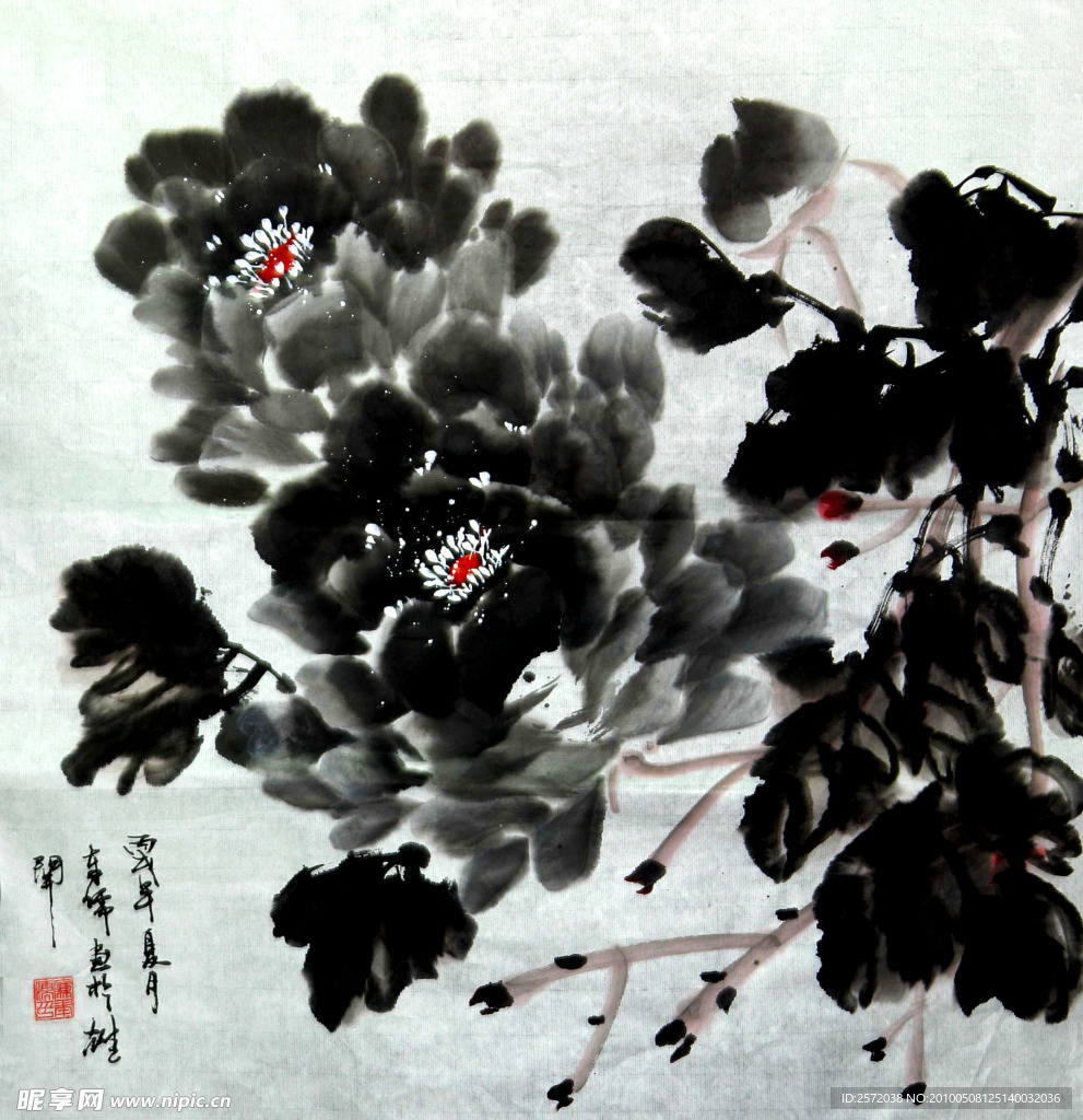 水墨牡丹