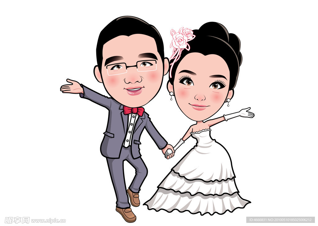 卡通新郎新娘婚纱服装