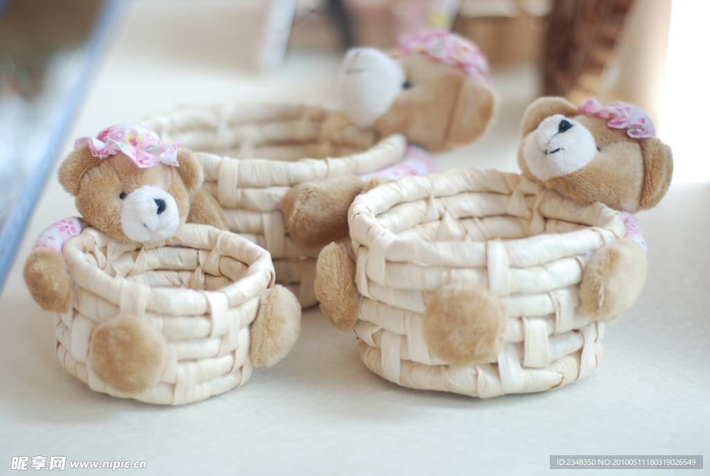 小熊 储物筐 编织品 装饰 儿童