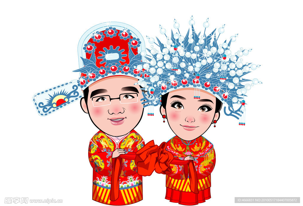 卡通新郎新娘龙凤袍