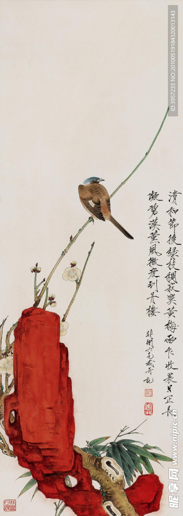 寒梅小鸟
