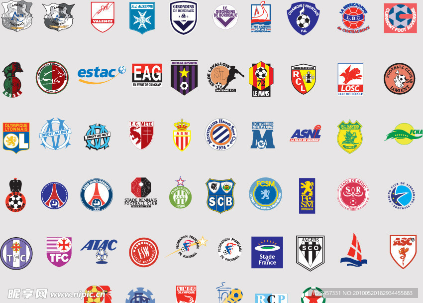 全球2487个足球俱乐部球队标志（法国）
