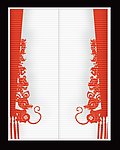 红色花纹 移门