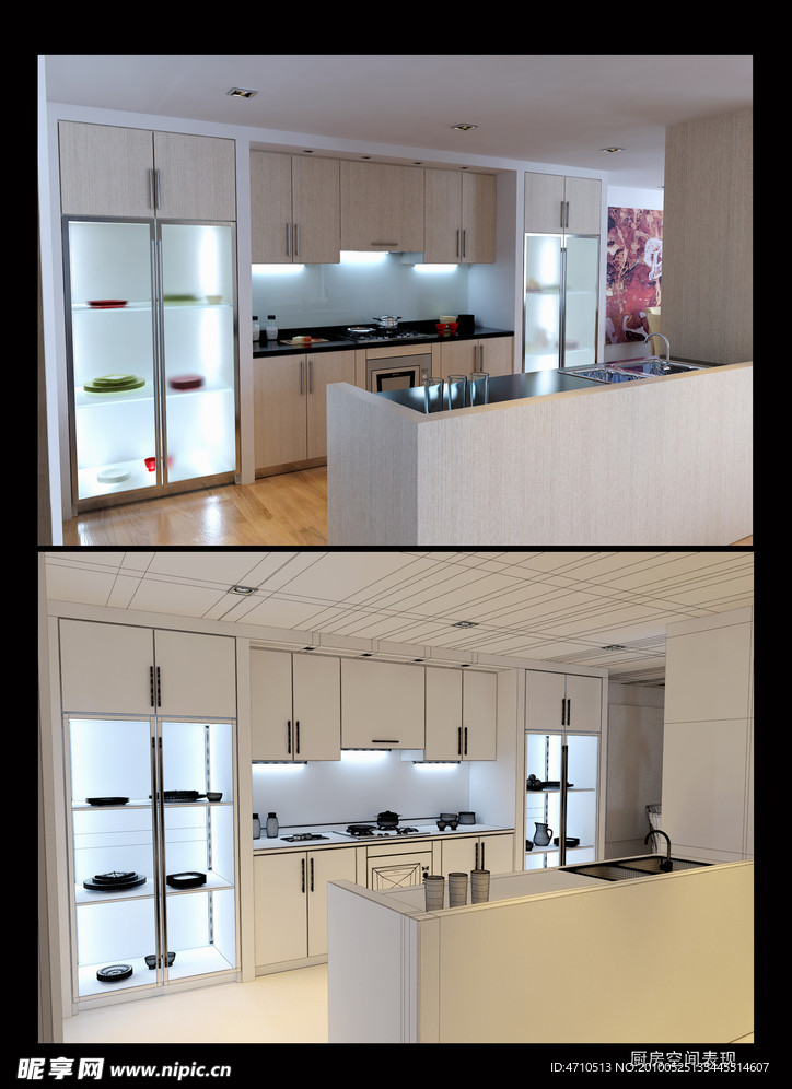 室内厨房3dsmax vray 3d模型