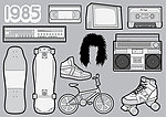 1985 鞋子 单车 溜冰鞋 录音机 矢量