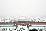 故宫雪景俯瞰全景