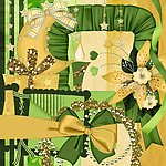 花朵缎带蝴蝶结(金绿))