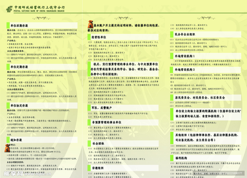 邮储银行宣传单(反面)