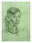 素描少女正面头像