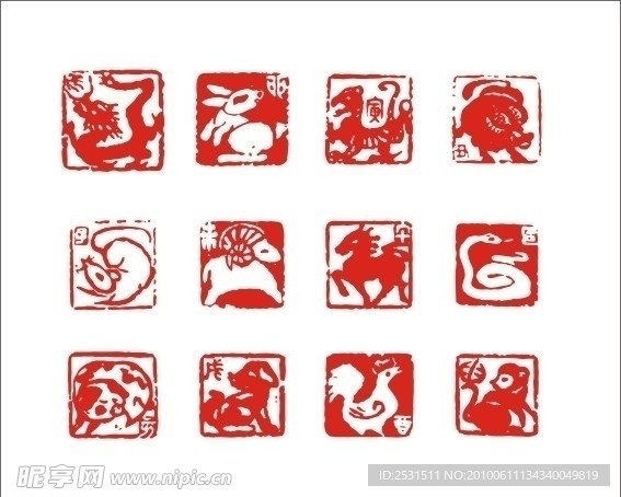 十二生肖矢量图